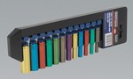 Multi-Coloured Deep Socket Set 12pc 1/4Sq Drive Metric
