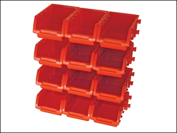 FAIPAN12 12 Plastic Storage Bins with Wall Mounting Rails