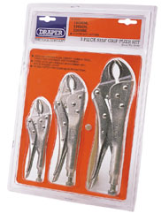 3 Piece Curved Jaw Self Grip Pliers Set