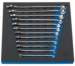 Expert 12 Piece Draper Expert Hi-Torq Metric Combination Spanner Set in EVA Foam Insert Tray