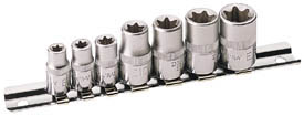 Expert 7 Piece Set of Draper Tx-Star Sockets on a Rail