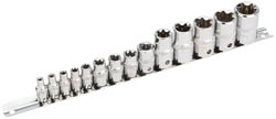 Expert 14 Piece Set of Draper Tx-Star Sockets on a Rail