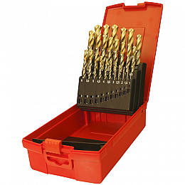 Dormer A095 202 51 piece HSS TiN straight shank jobber drill set, in metal case.