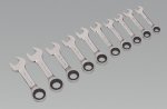 Combination Ratchet Spanner Set Stubby 10pc Metric