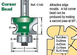 Trend Corner Bead Router bit Craft Range