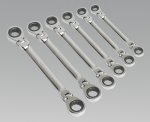 Flexible Head Double End Ratchet Ring Spanner Set 6pc Metric