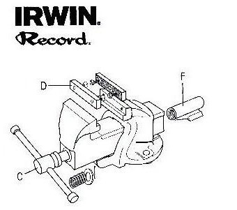 RECORD To Suit T1 Vice Mainscrew & Handle,Nut,Pin,Spring,Washer & pin. C & F